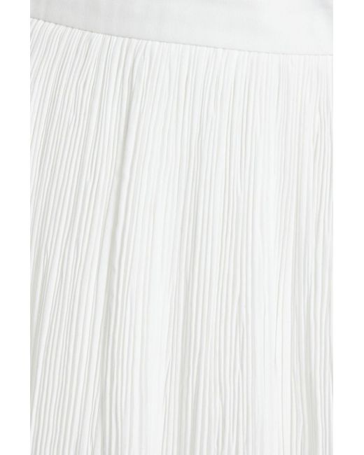 RED Valentino White Skirt-effect Plissé Cotton-blend Poplin Shorts