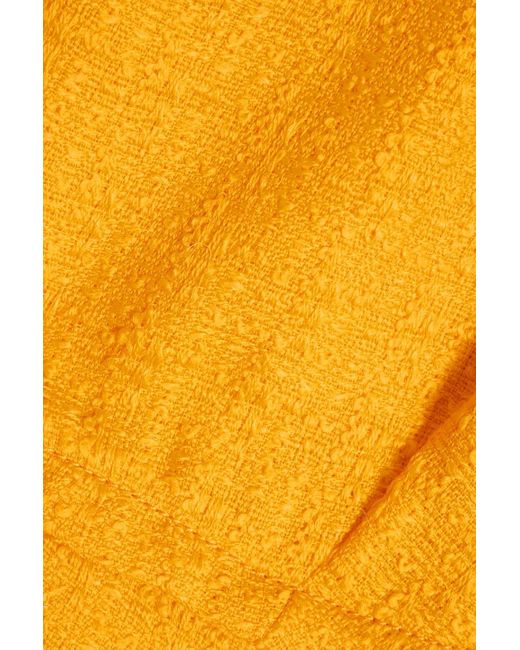 Carolina Herrera Yellow Cutout Wool-blend Tweed Midi Dress