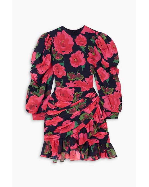 Quinn Gathered Floral-print Chiffon Mini Dress