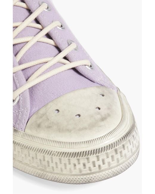 Acne Purple Ballow Tumbled Perforated Distressed Canvas Sneakers for men