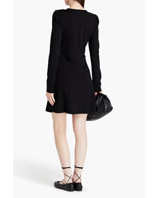 Alberta Ferretti Black Lace-paneled Stretch-knit Mini Dress