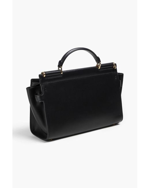 Dolce & Gabbana Black Sicily 62 Embroidered Leather Tote