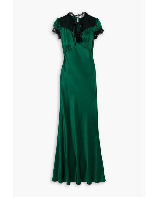 city chic so fancy lace dress Circe Satin Lace Maxi Dress for Women in Black, Size: Large, by LoveShackFancy main image 1