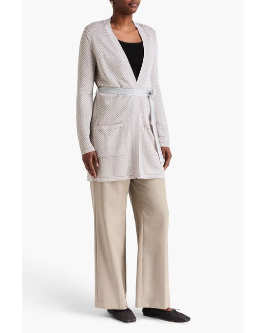 Missoni White Metallic Jacquard-knit Cardigan