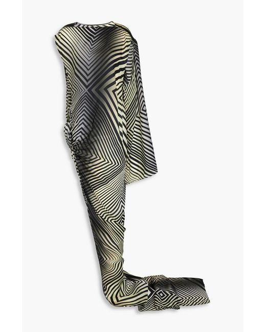 Rick Owens Green Edfu One-sleeve Printed Cupro-voile Maxi Dress