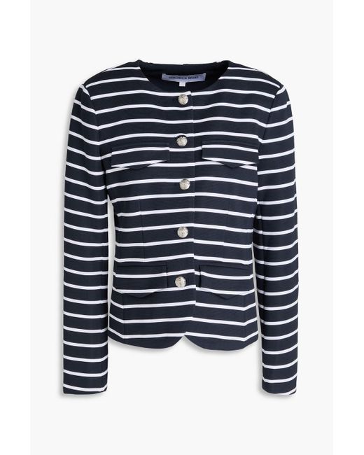 Veronica Beard Blue Kensington Striped Ottoman Jacket