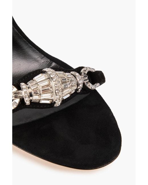 Giuseppe Zanotti Black Basic 85 Embellished Suede Sandals