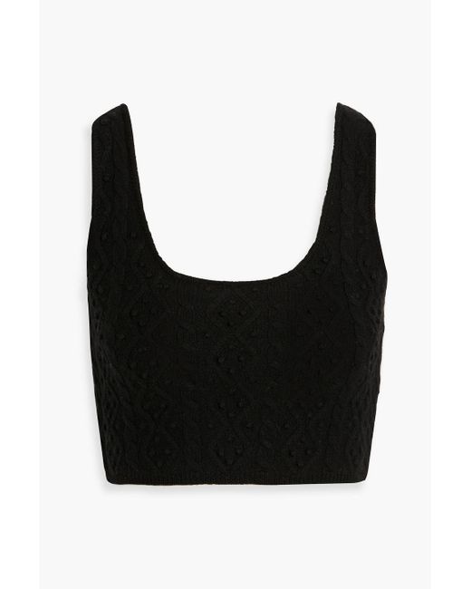 Loulou de Saison Black Iris Cropped Cable-Knit Wool And Cashmere-Blend Tank