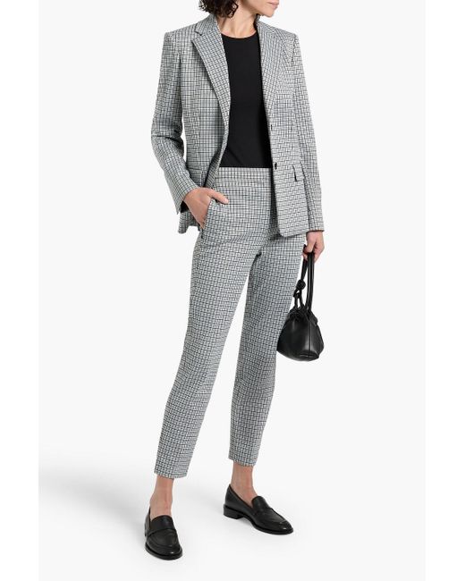 Theory Gray Checked Jacquard Blazer