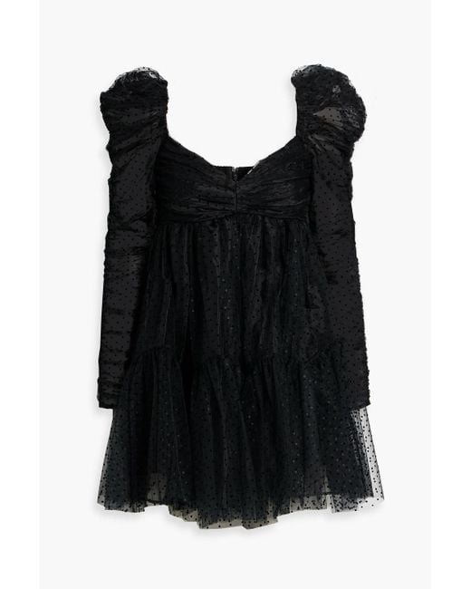 Zimmermann Black Polka-Dot Flocked Tulle Mini Dress