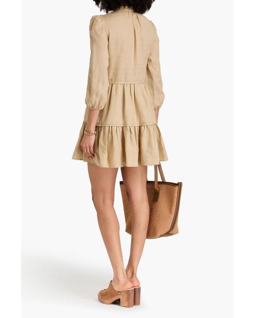 Veronica Beard Natural Hawken Tiered Linen Mini Dress