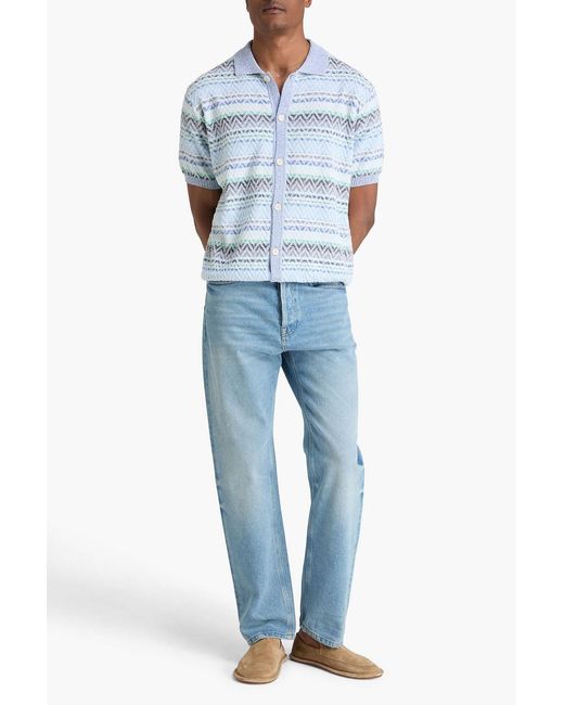 Missoni Blue Bouclé-Knit Cotton-Blend Shirt for men
