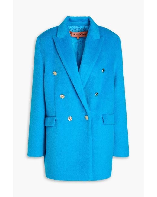 Stine Goya Blue Theo Double-breasted Brushed-felt Blazer