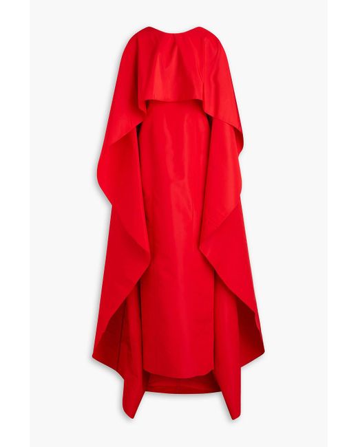 Carolina Herrera Red Open-back Pleated Silk-faille Gown