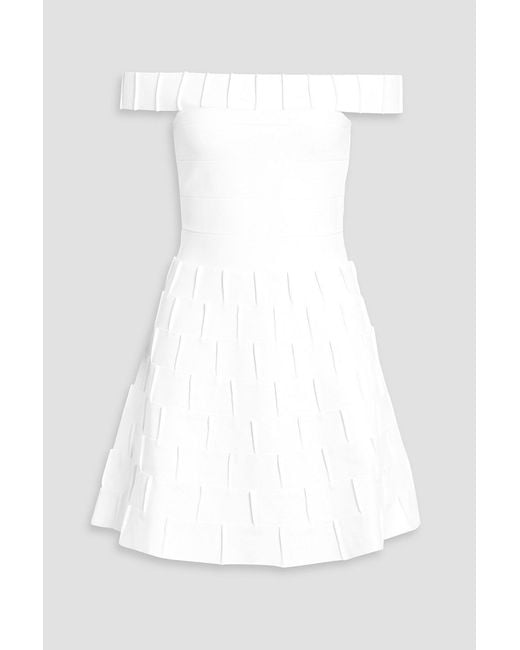 Hervé Léger White Catalina Off-The-Shoulder Bandage Mini Dress