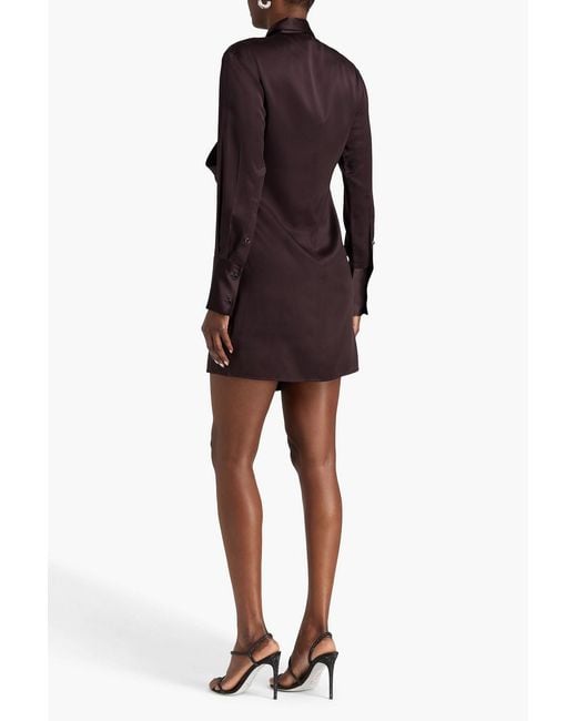 Helmut Lang Purple Silk-Satin Mini Wrap Dress