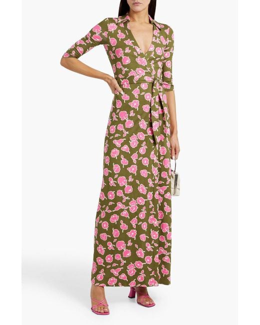 Diane von Furstenberg White Abigail maxi-wickelkleid aus seide mit floralem print