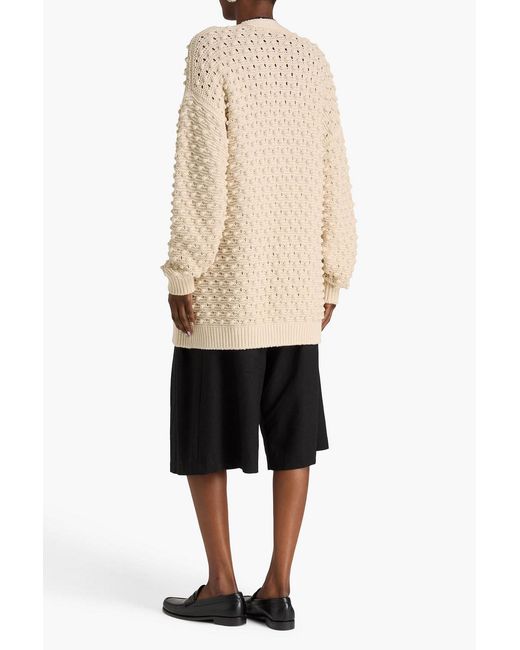 FRAME Natural The Bauble Textured-knit Cotton Cardigan