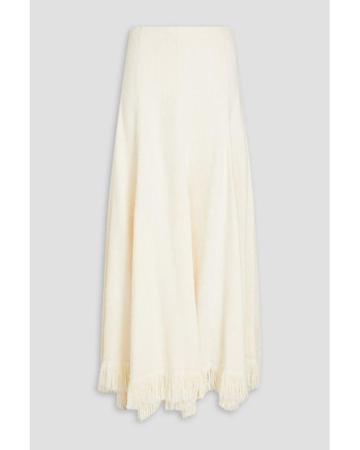 Chloé Natural Fringed Silk-tweed Maxi Skirt