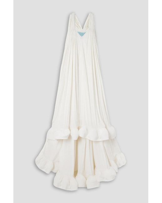 Lanvin White Ruffled Chiffon Gown