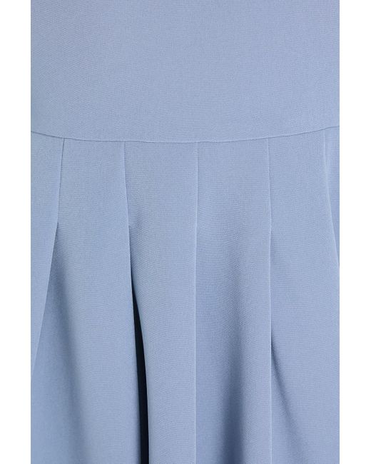 Mikael Aghal Blue Pleated Crepe Midi Dress