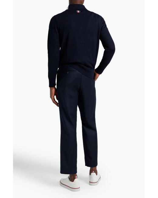 Thom Browne Blue Striped Merino Wool Polo Shirt for men