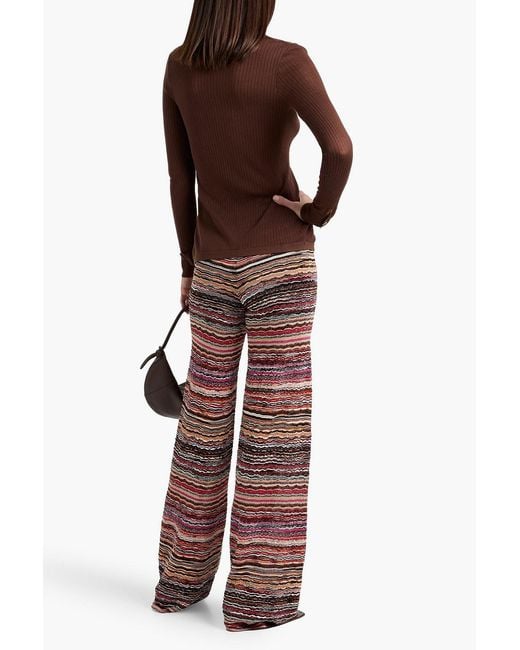 Missoni Red Metallic Crochet-Knit Wide-Leg Pants