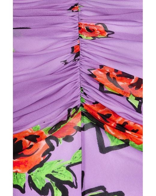 Philosophy Di Lorenzo Serafini White Midikleid aus tüll mit floralem print