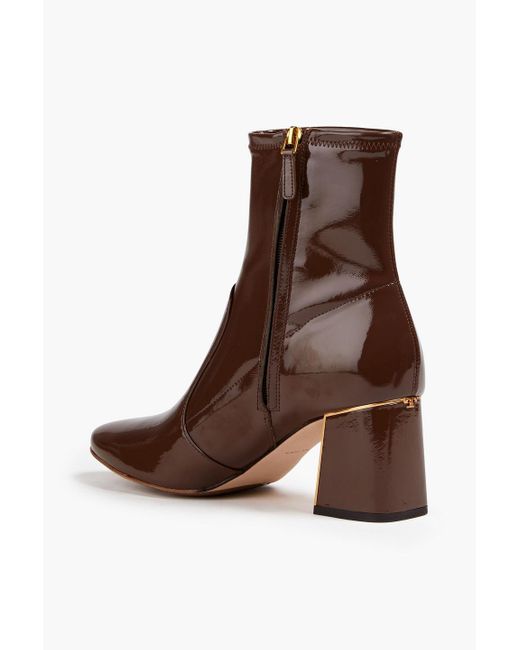 Tory Burch Brown Gigi 70 Patent-leather Ankle Boots