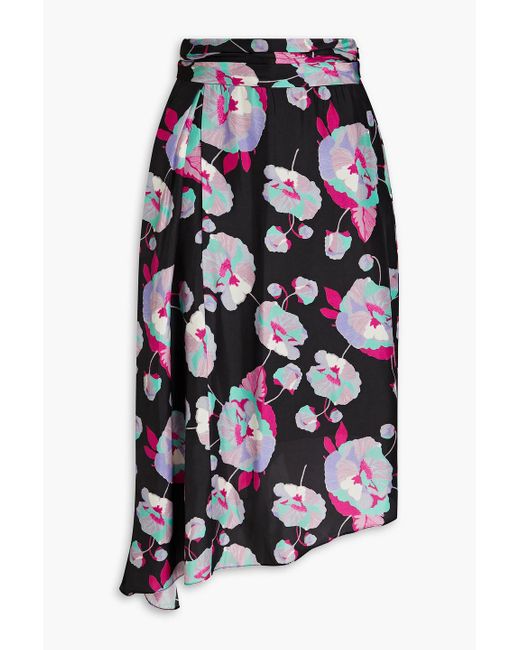 Isabel Marant White Javenia Asymmetric Floral-print Silk Midi Skirt