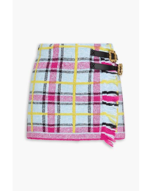 Cormio Blue Checked Knitted Mini Skirt