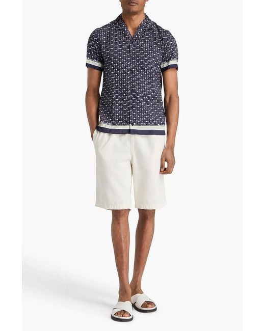 Orlebar Brown Blue Hibbert Printed Piqué Shirt for men