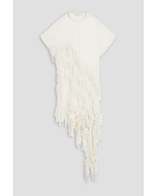 Zimmermann White Embellished Linen And Silk-blend Organza Dress