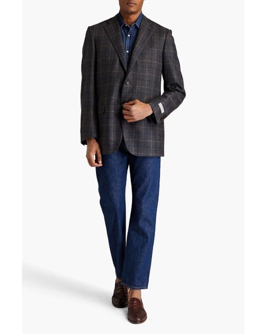 Canali Black Checked Wool-tweed Blazer for men
