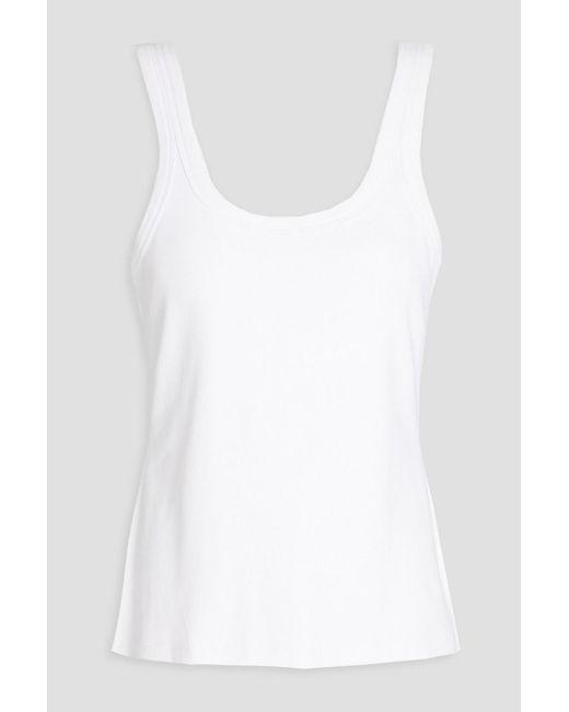 RED Valentino White Bow-detailed Ribbed Cotton-blend Jersey Tank