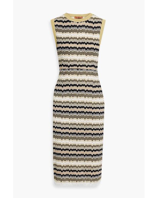 Missoni Metallic Striped Crochet-knit Dress