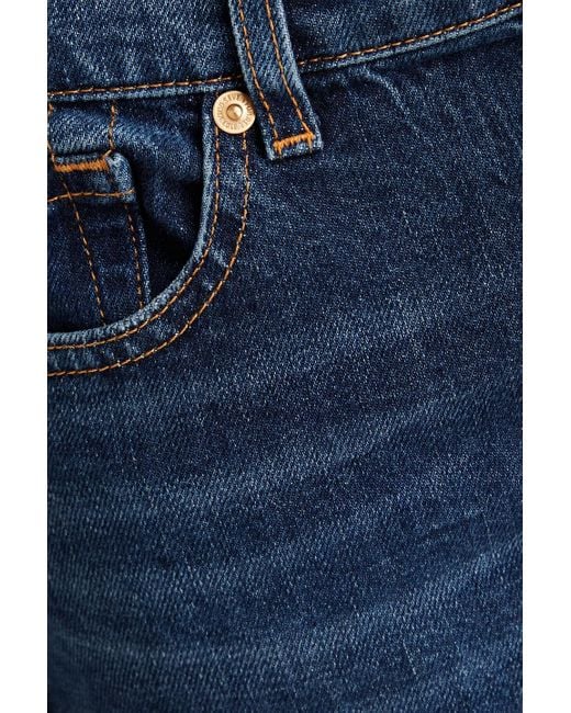 7 For All Mankind Blue Roxanne halbhohe jeans mit schmalem bein in ausgewaschener optik
