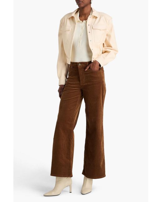FRAME Brown Le Slim Pallazo Cotton-blend Corduroy Wide-leg Pants