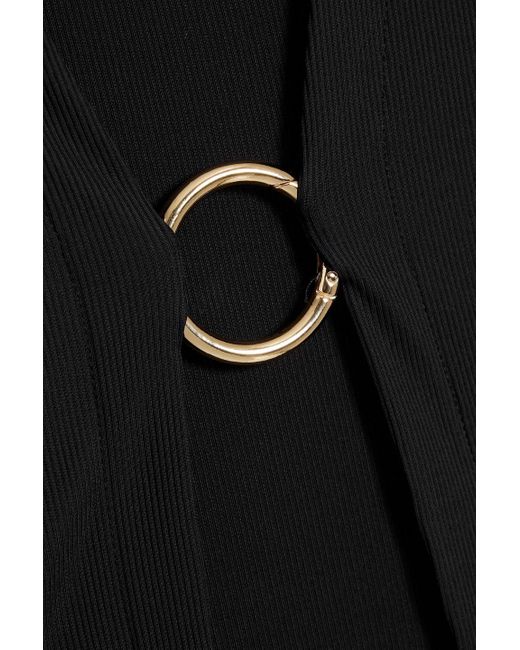 Louisa Ballou Black Ring-embellished Ribbed Stretch-jersey Top