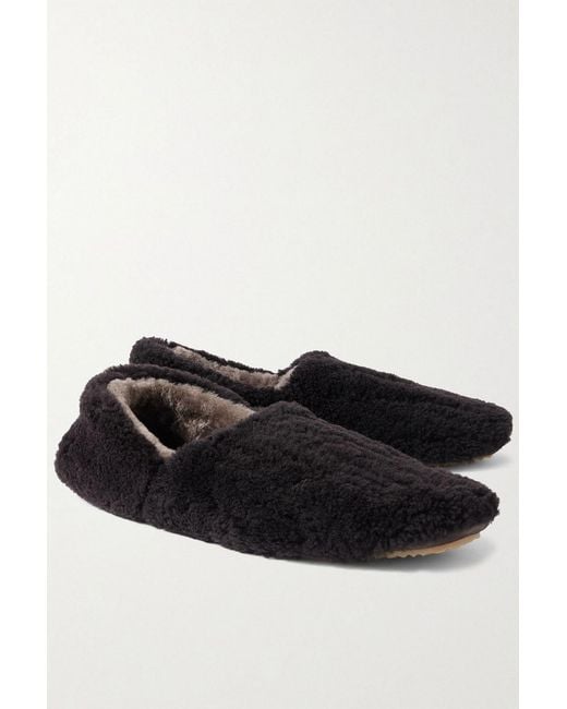 Mr P. Black Shearling Slippers for men