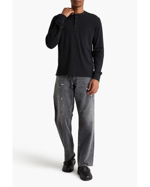 Rag & Bone Black Cotton-Jersey Henley T-Shirt for men