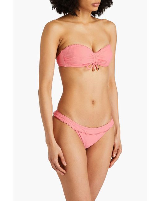Heidi Klein Pink Stretch-piqué Underwired Bikini Top