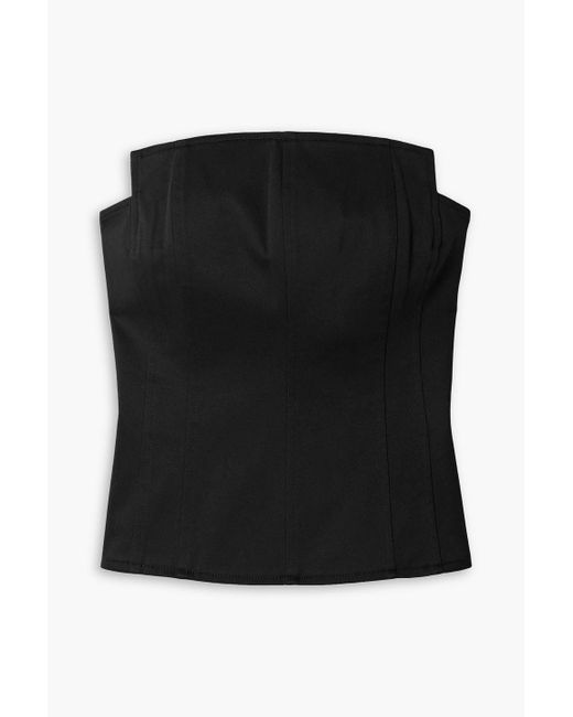 Tibi Black Chino Strapless Cotton-Blend Twill Bustier Top
