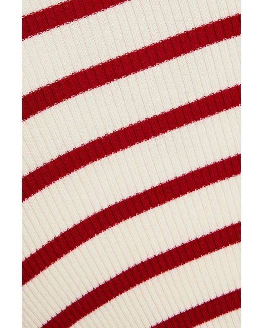 RED Valentino Red Cropped Striped Ribbed-knit Sweater