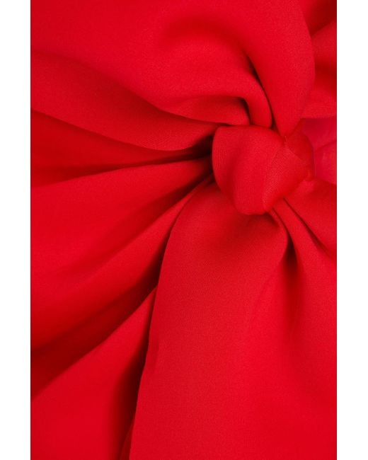 Badgley Mischka Red Strapless Bow-detailed Scuba Dress