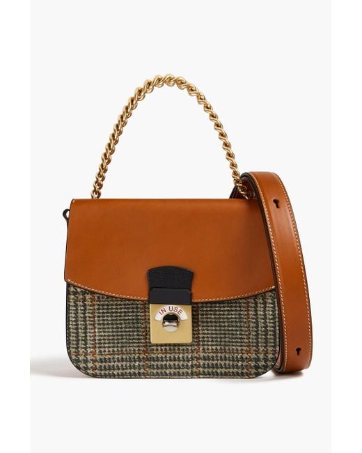 Maison Margiela New Lock Tweed And Leather Shoulder Bag in Brown
