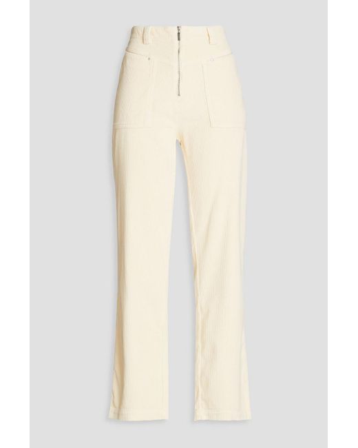 Ba&sh White Fare Cotton-corduroy Straight-leg Pants