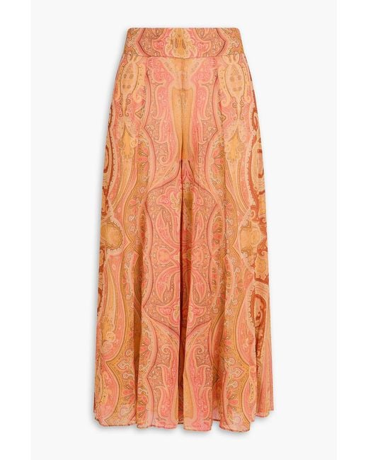 Zimmermann Orange Paisley-Print Georgette Culottes