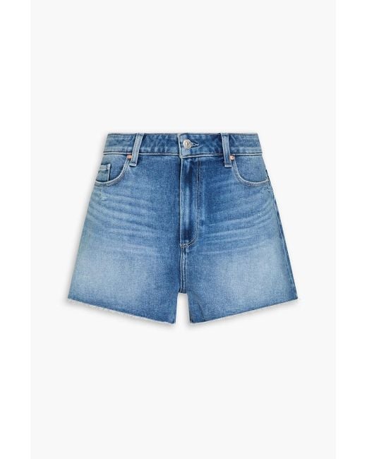 PAIGE Blue Dani Frayed Denim Shorts