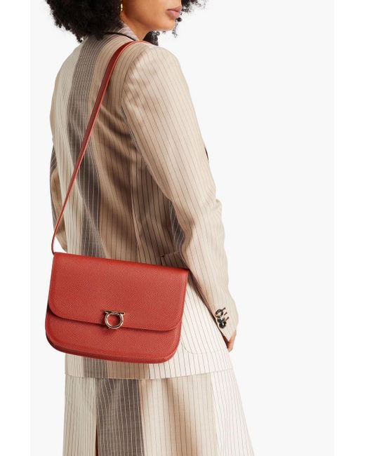 Ferragamo Red Gemini Textu-leather Shoulder Bag